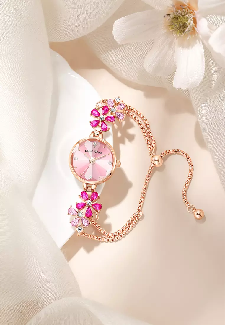 Jam Tangan Wanita Original Anti Air Korea Fashion Tali Gelang Jam Tangan Cewek Kuarsa pink