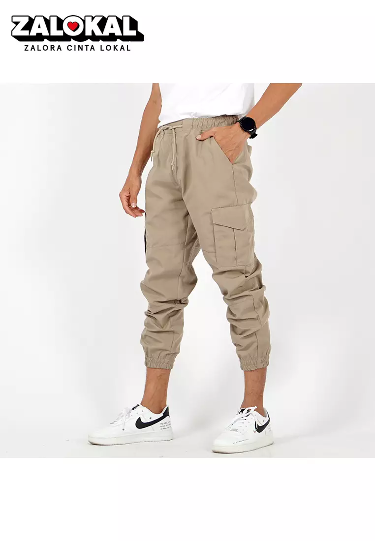  DAVE Cargo Jogger Pants Celana Cargo Joger Pria - BEIGE