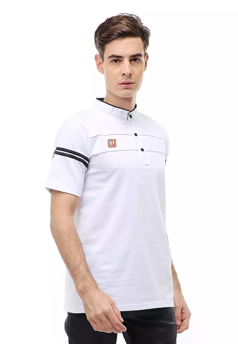 Jack Atasan Formal Kaos Polo Pria Kerah Sanghai Short Sleeve Material Cotton ORIGINAL - White