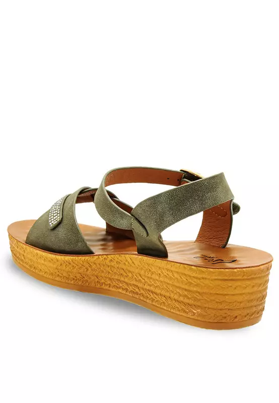Sling Back Faux Leather Strap Casual Sandals