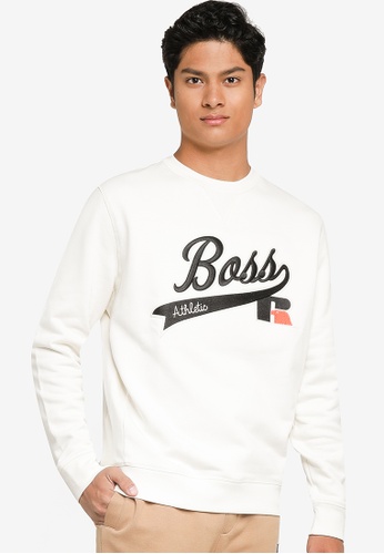 BOSS white BOSS x Russell Athletic Exclusive Logo Cotton Blend Sweatshirt - BOSS Men D15EAAAA61C893GS_1