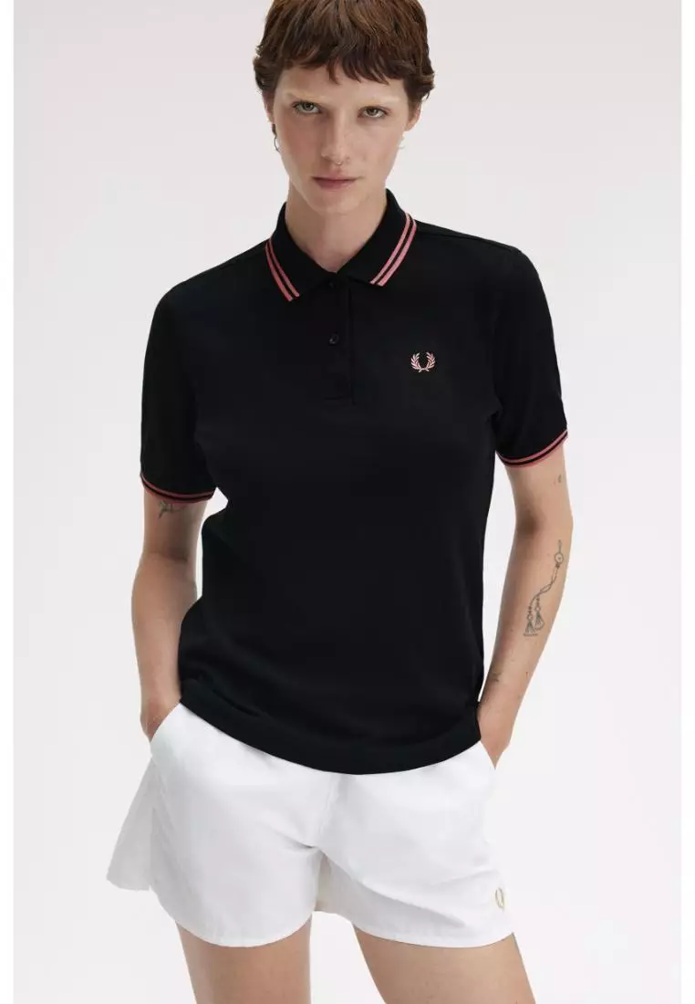 Fred Perry G3600 Twin Tipped Fred Perry Shirt (Black / Putty Pink / Putty Pink)