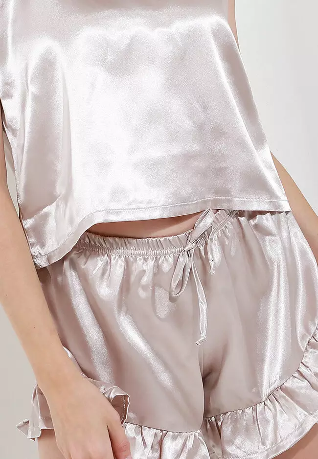 Pyjama Pijama Satin Tanktop  Short Pants Sleepwear