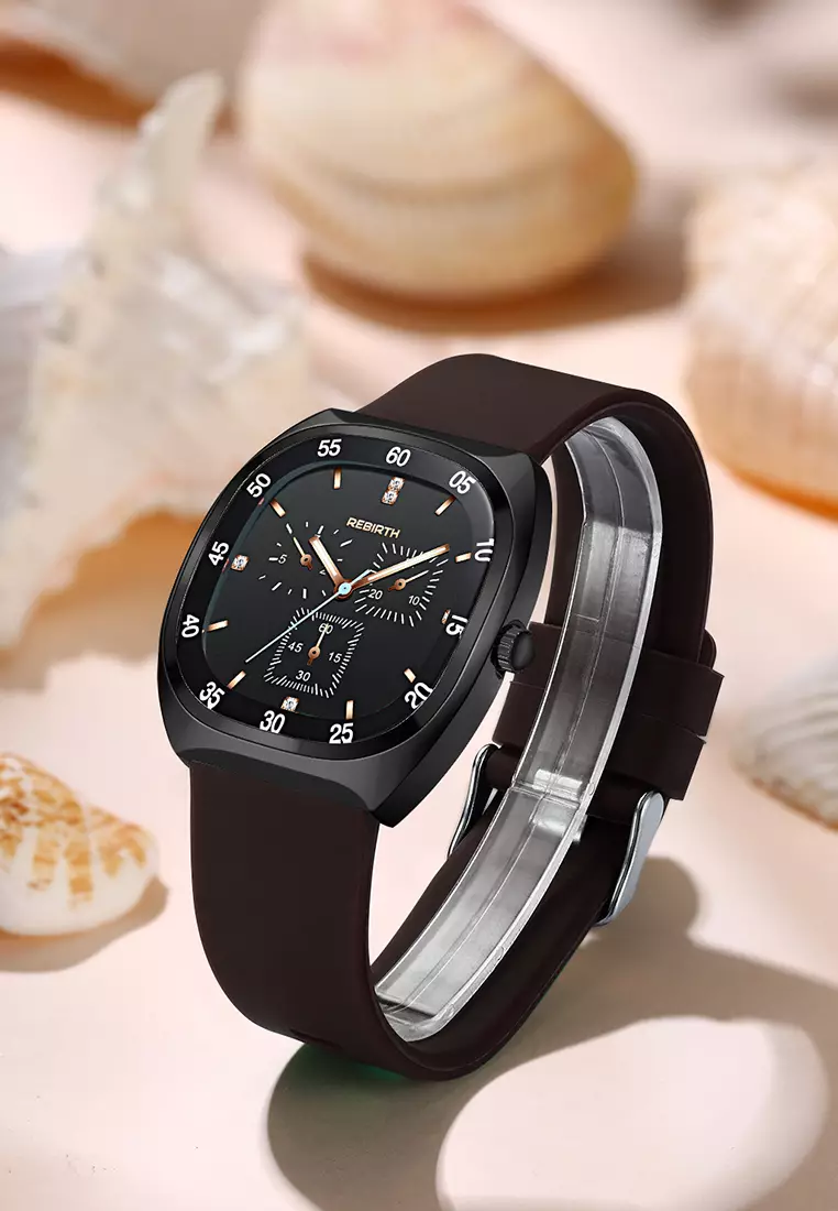 Jam Tangan Wanita Original Berlian Kasual Kuarsa Tali Silikon Anti Air Jam Tangan Cewek brown