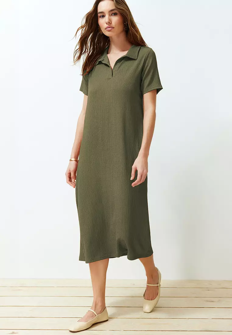 sachin and babi light blue dress Quetur - Short-Sleeve Two-Tone Polo Dress main image 0