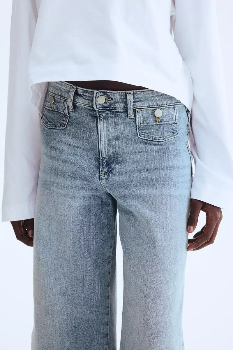 Wide High Waist Ankle Jeans