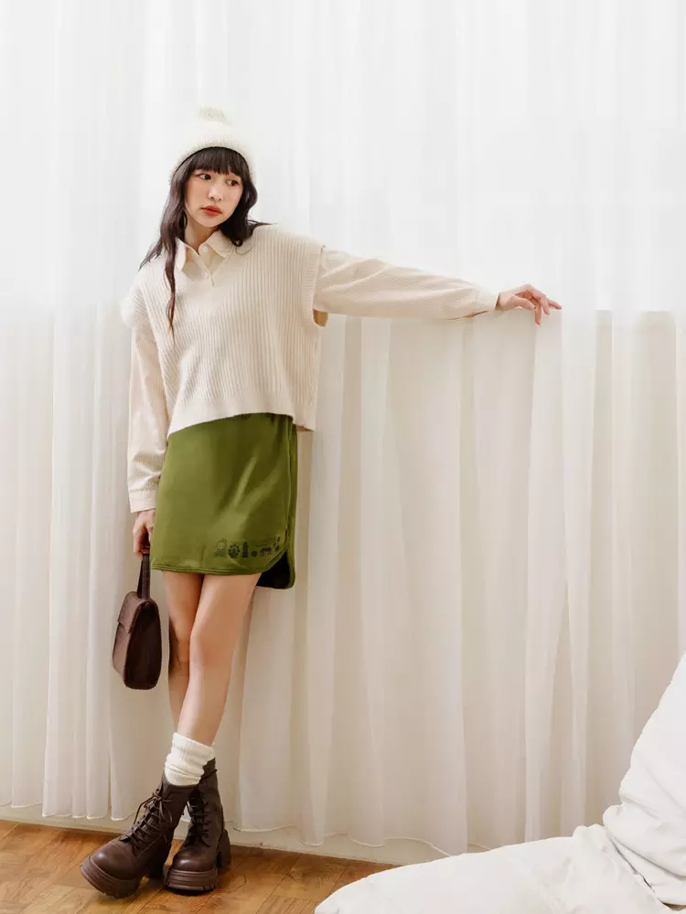 KITTY環島台灣系列．抗UV側開衩前短後長短裙《KB1434》