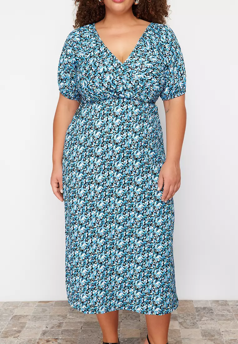 Plus Size Wrap Midi Dress