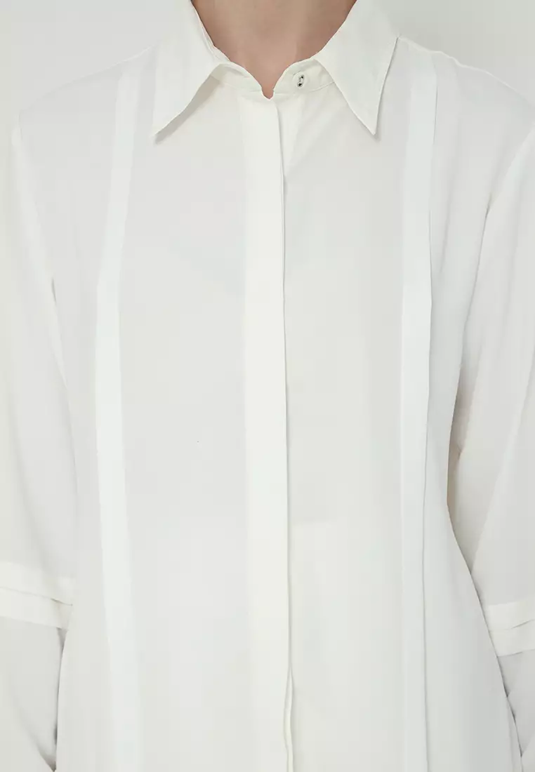 Shirt White Long Sleeve Material Crepe Plain Arlette By Brilliant Girl Warna Putih