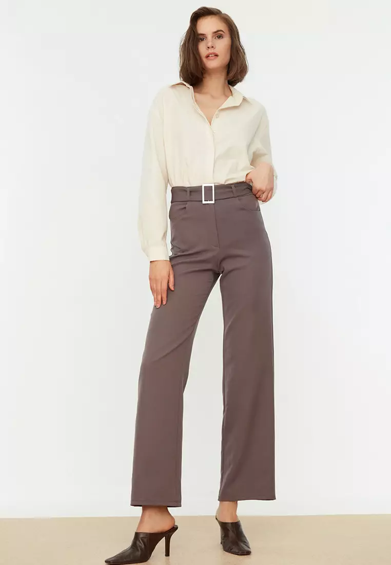 Belted Straight Cut Pants