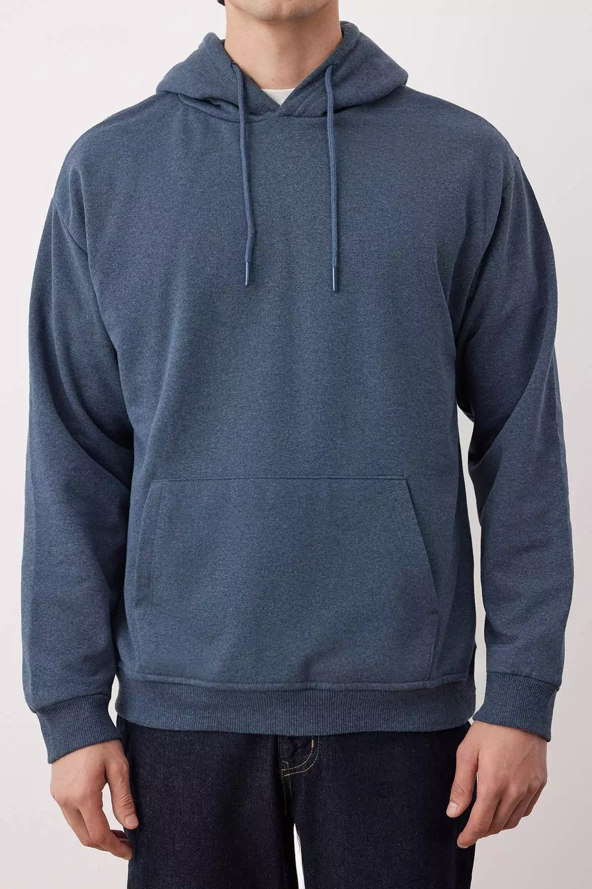 Indigo Oversize/Wide Cut Hooded Fleece/Warm Sweatshirt