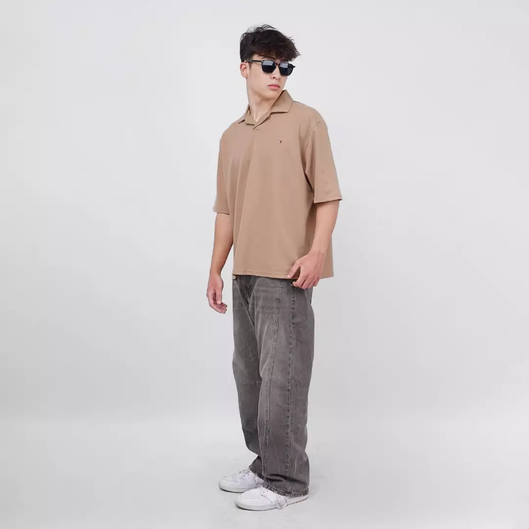 Ryusei Polo Oversize Kudo Twill Light Brown