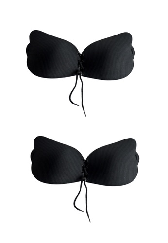 Love Knot black 2 Packs Super Extra Push Up Nubra Seamless Invisible Reusable Adhesive Stick on Wedding Bra in Black B9AD0US84570F3GS_1