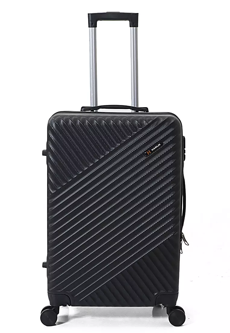 Isvara Tas Koper One Set Unisex Large Compartment Suitcase Number Code Locking Material Fiber ABS ORIGINAL - Black
