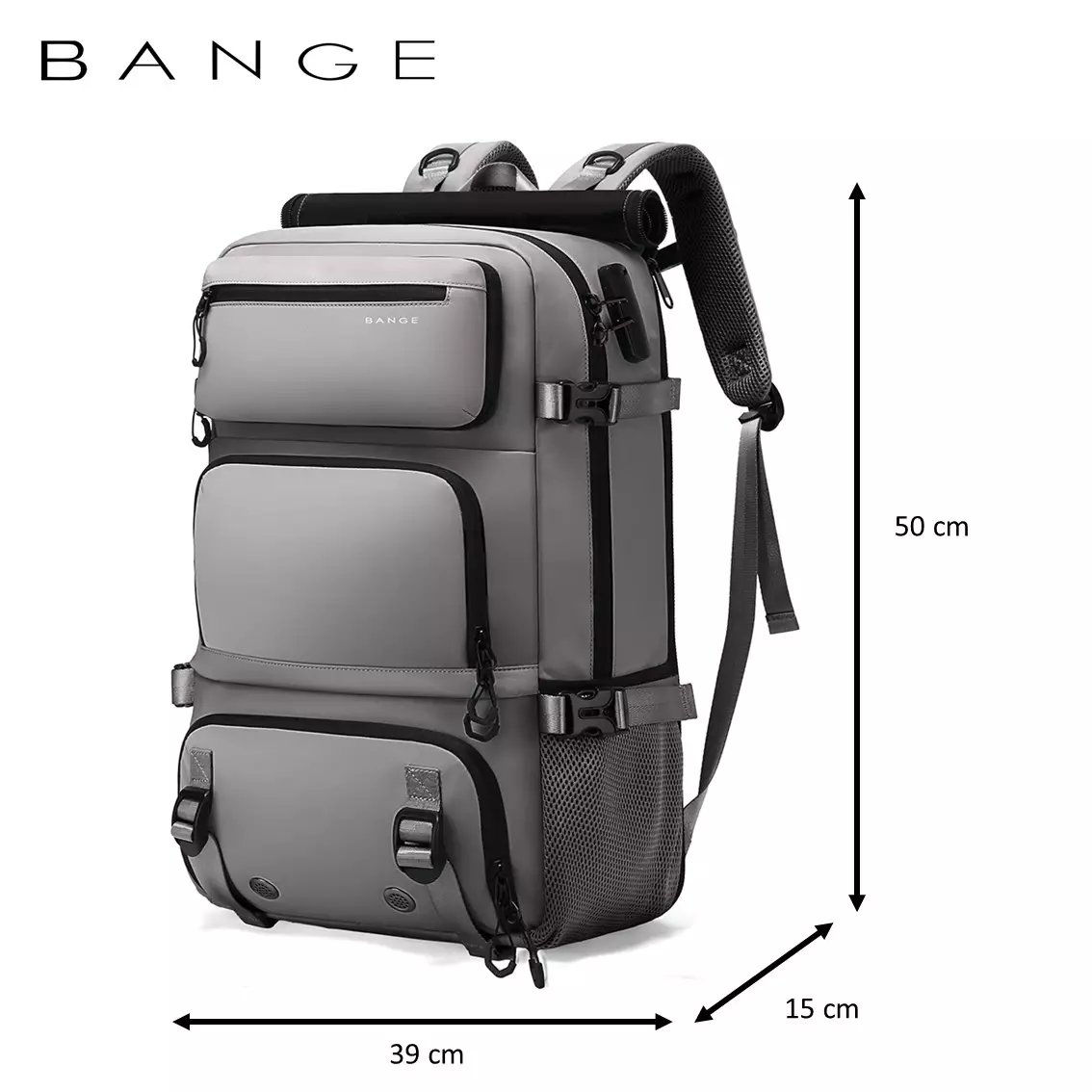 BANGE Tas Ransel Laptop pria Backpack Waterproof Lock 15.6 Inch BG1810- Grey