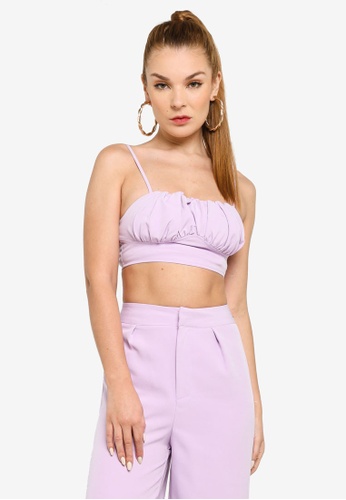 Public Desire purple Rouched Bust Cropped Woven Top FF896AAD75DC09GS_1