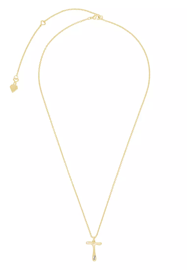 Alphabet Bubble Pendant Necklace - Letter T