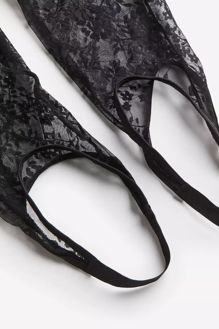 Lace stirrup unitard