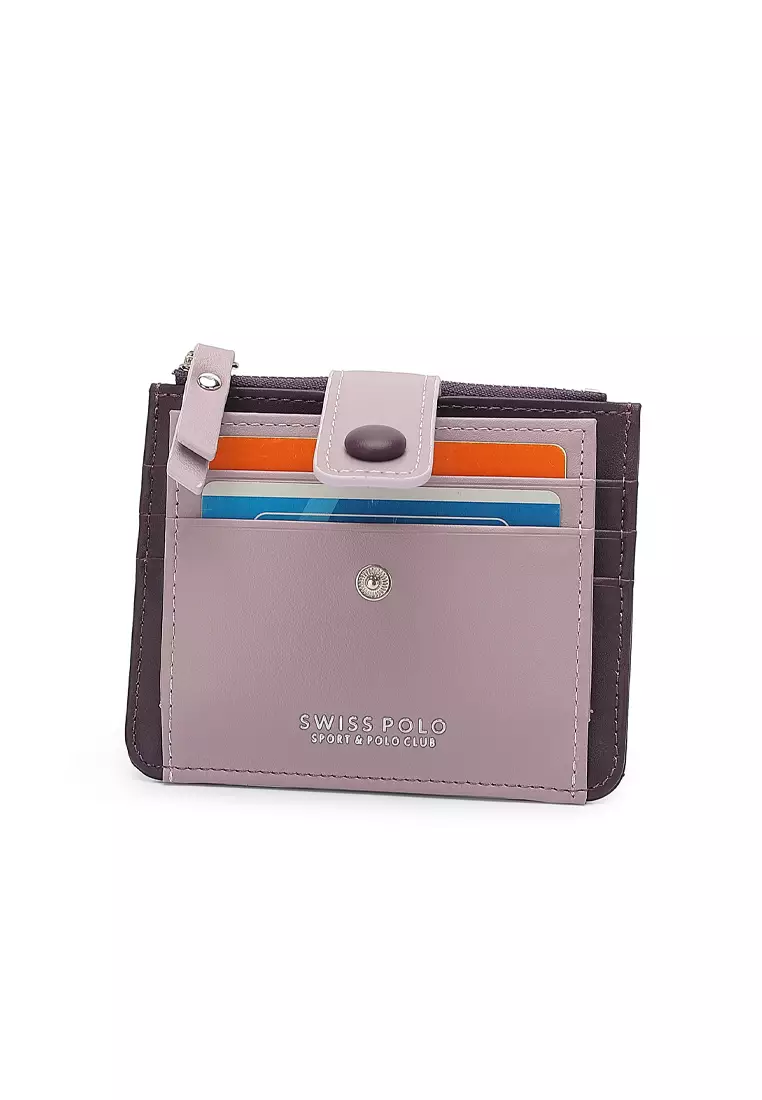 Women's Card Holder With Coin Compartment - Purple