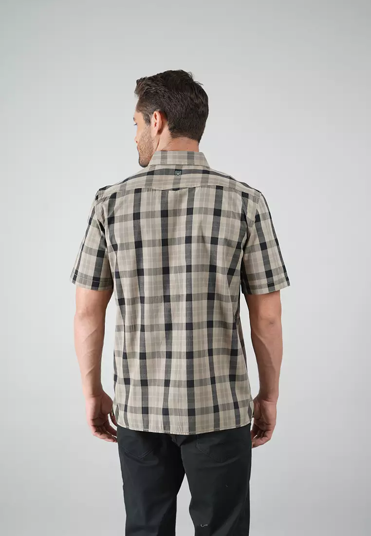 LGS - Kemeja Casual Pria - Lengan Pendek - Motif Kotak-Kotak - Warna Kombinasi - CSH.270.S570.1278.C