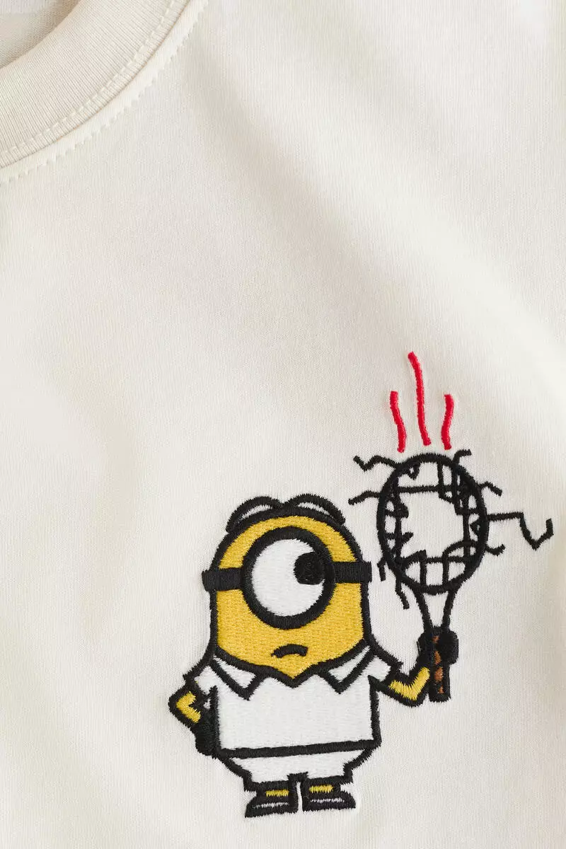 Print-motif cotton T-shirt