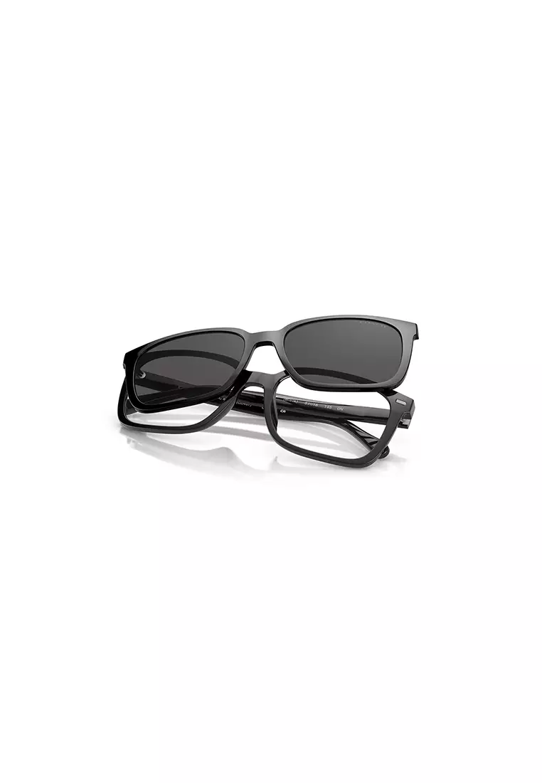 Men's Rectangle Frame Black Injected Clip On Sunglasses - HC8357U