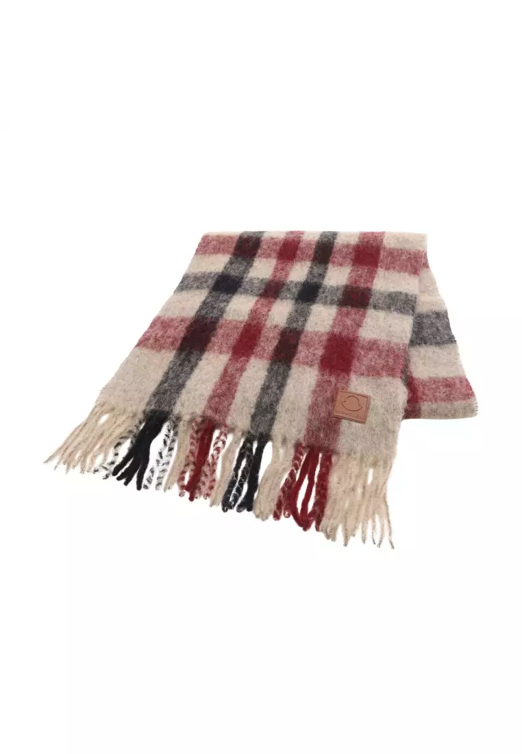 Buy Moncler Pre-Loved Moncler Scarf check Mohair alpaca wool beige