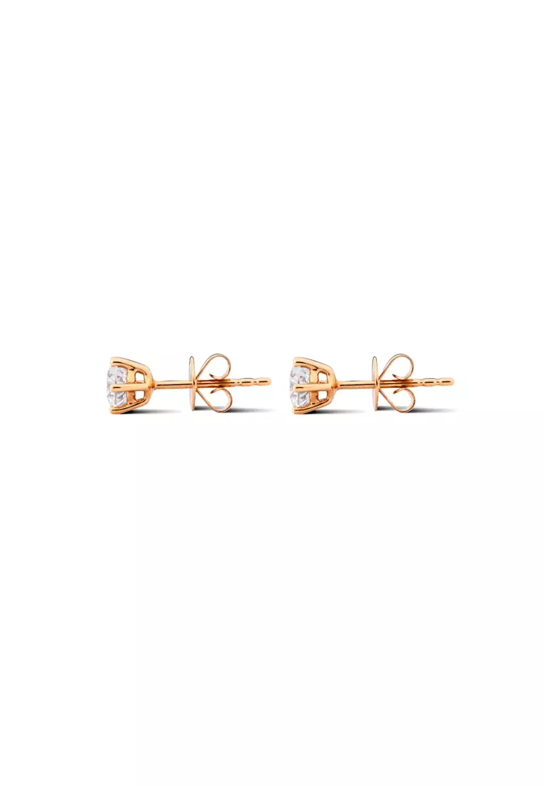 0.8ct TDW Round Lab Grown Diamond Prong Ear Studs in 18K Rose Gold D/E-VVS/VS