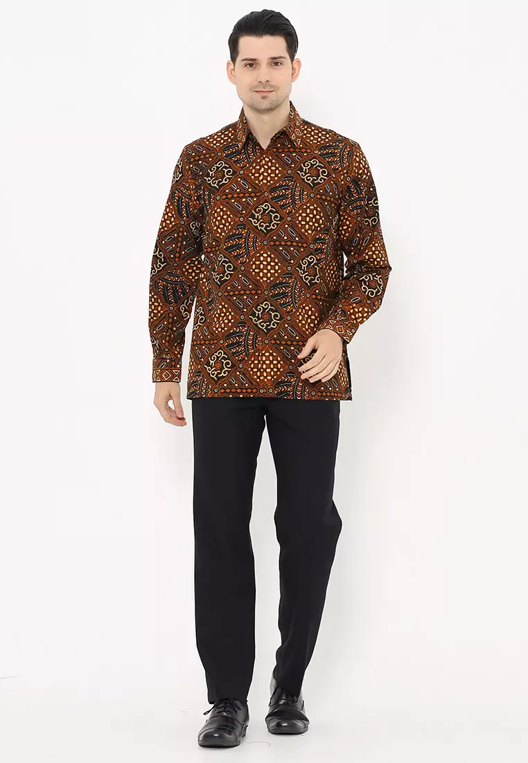 Hadinata Batik Pria Kemeja Panjang Cap Semi Tulis Handaru