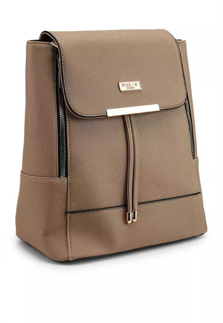 Saffiano Backpack With Flap Over