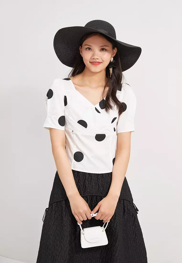 トップス room306 Random Dot Volume Tops Buy Hopeshow V-Neck Polka Dot Top 2026 Online | ZALORA