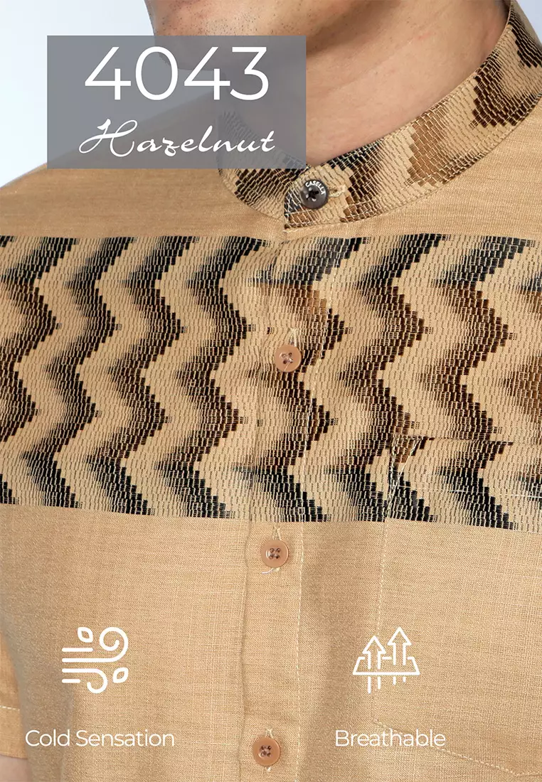 Casella Baju Koko Pria Lengan Pendek Exclusive Premium Horizontal Hadid 4043 Hazelnut
