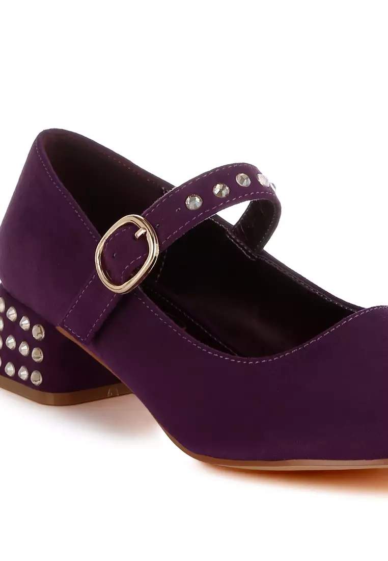 Studded Mary Jane Pumps In Purple