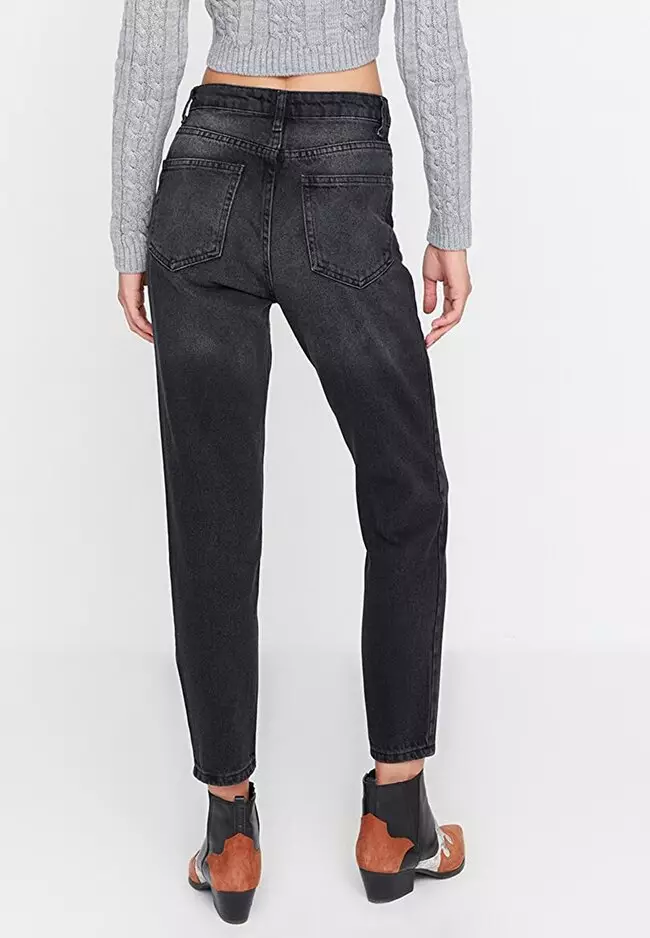 Moto washed outlet mom jeans
