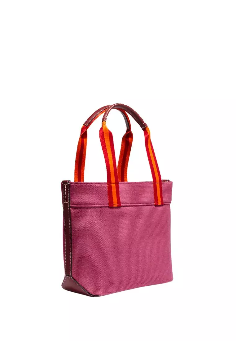 Small Canvas Tote Raspberry Multi