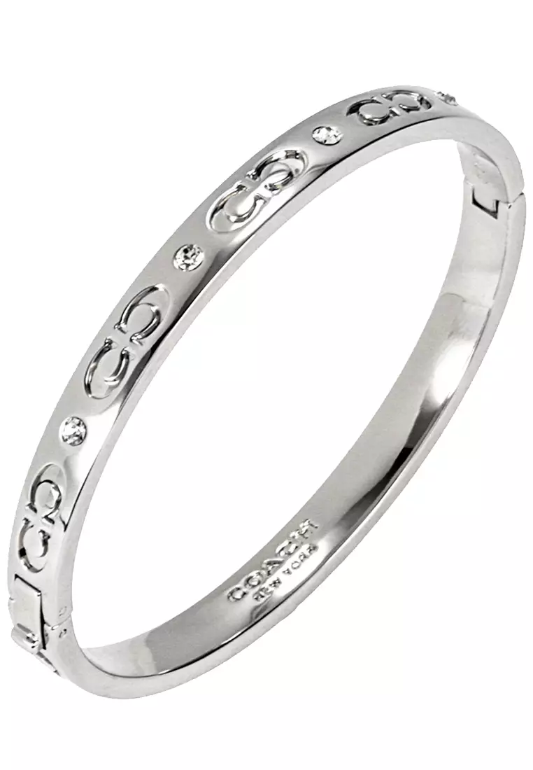 Signature Hinged Bangle Bracelet in Silver CX769