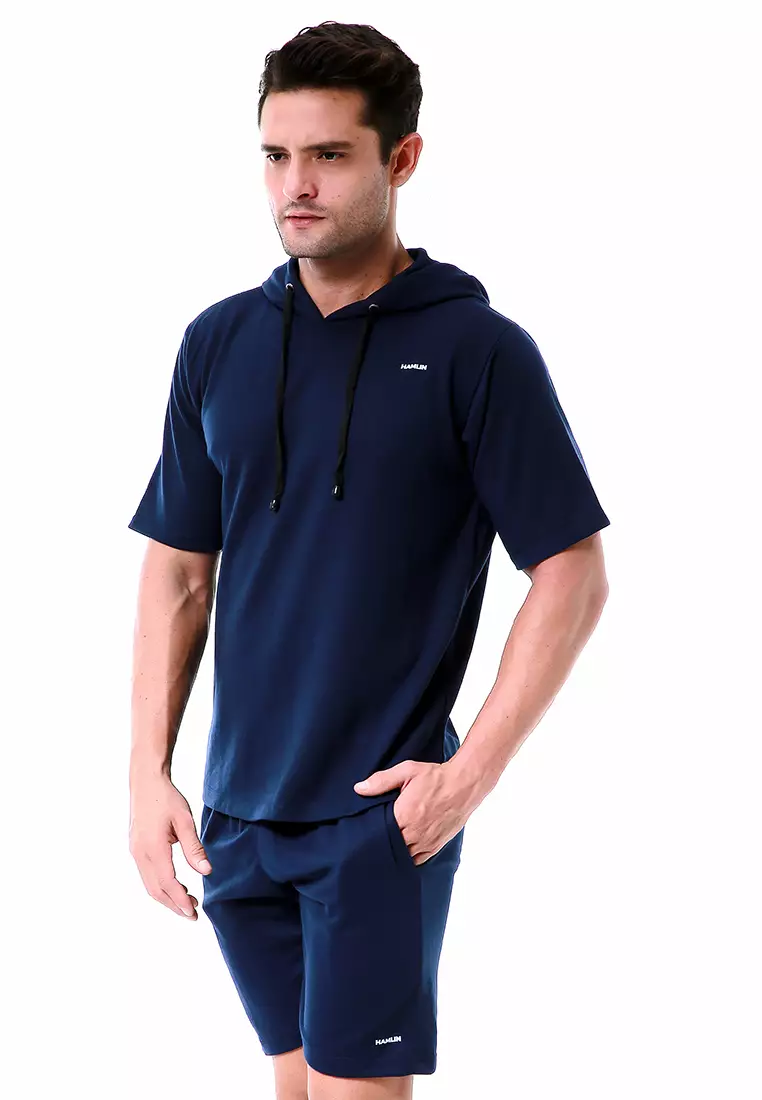 Vincent Setelan Hoodie Pria Sweatshirt Set Casual Motif Polos Material Baby Terry ORIGINAL - Navy