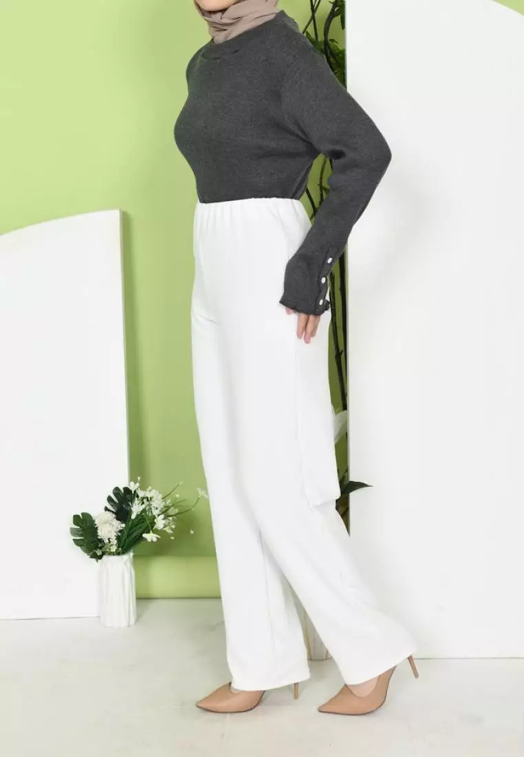 Kama Highwaist Loose Pants - Broken White M19314 R37S6 (S-M)