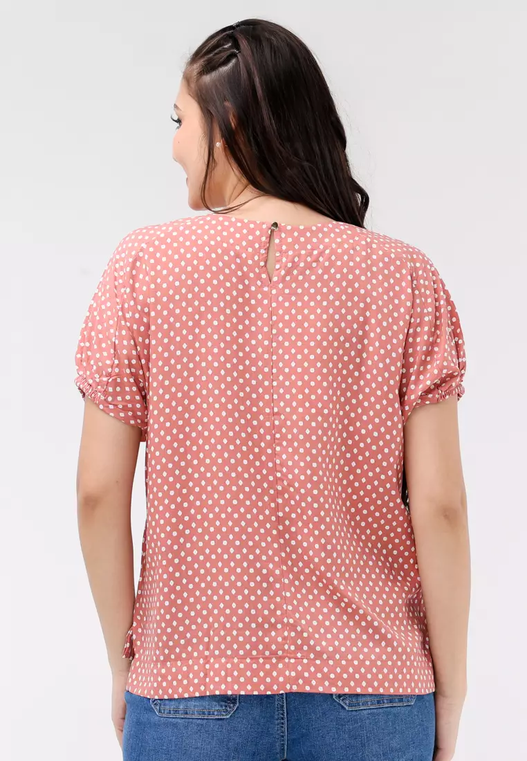 Woven Printed Rayon Short Sleeves Blouse