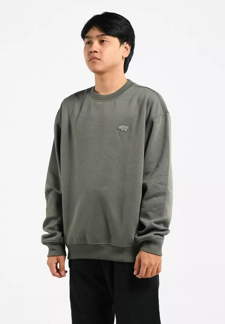 3Second Men's Jacket Crewneck Sweatshirt Relaxed Fit Fleece Creast C160325