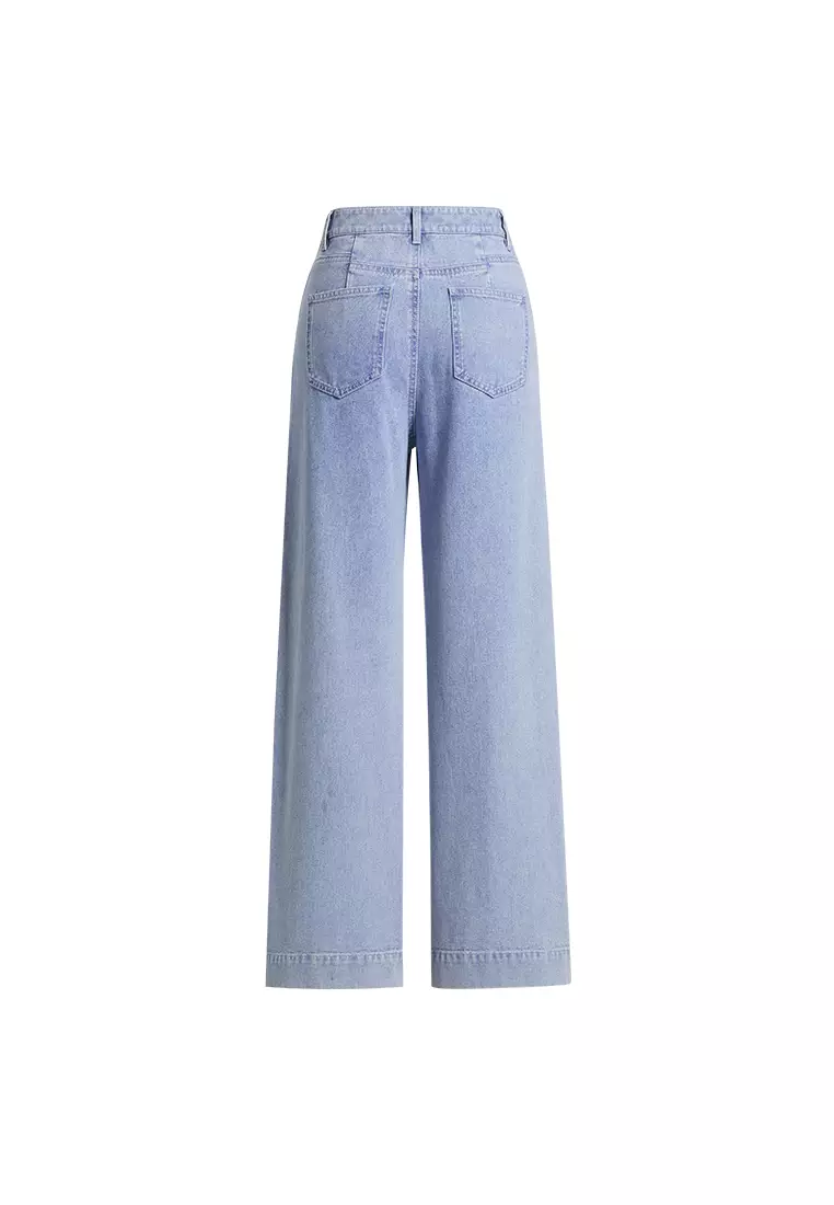 Simple High Waist Wide Leg Denim Jeans
