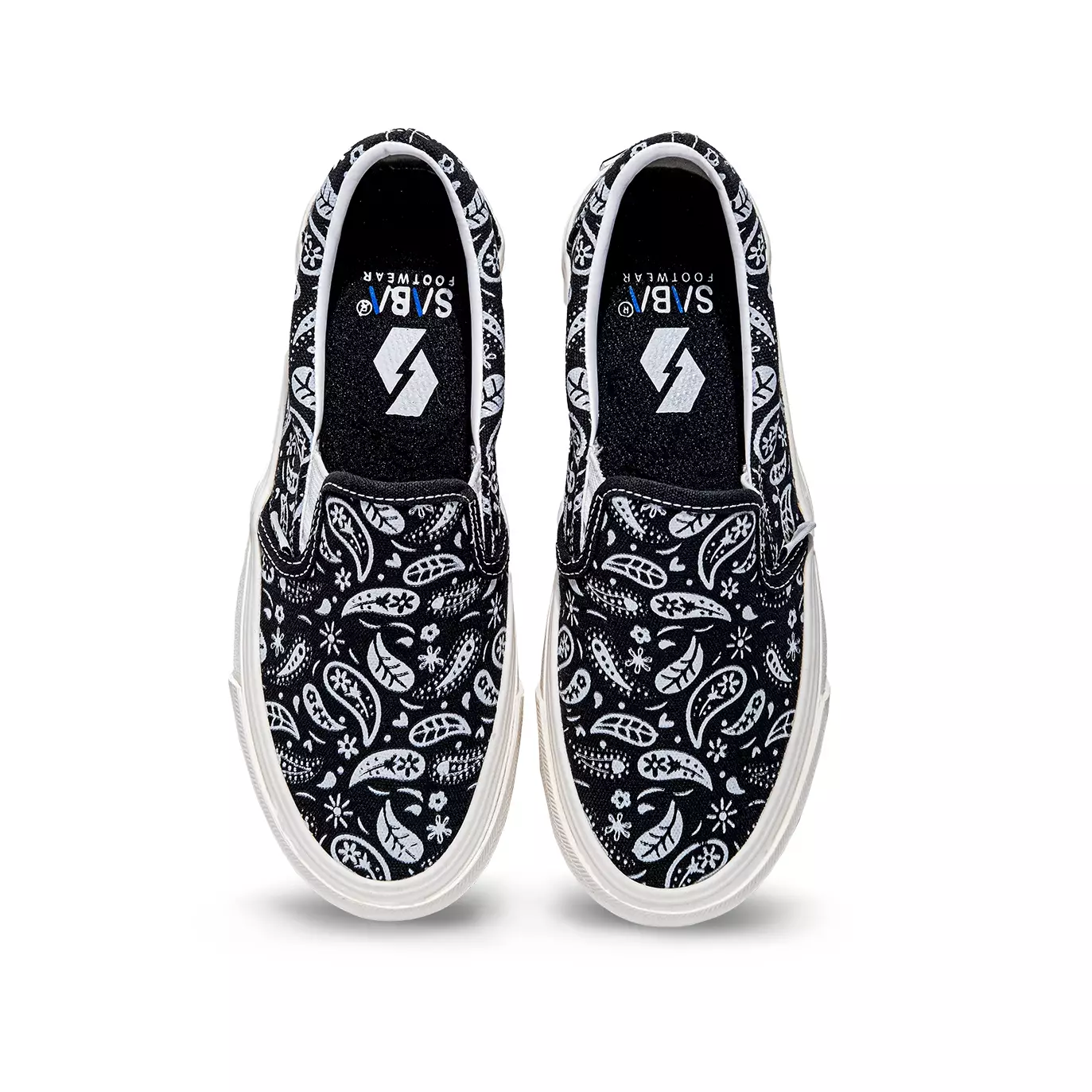 SABA Slip on Paisley Basic Black White - Sepatu Sneakers Casual Pria Wanita Original 100% PSL 01