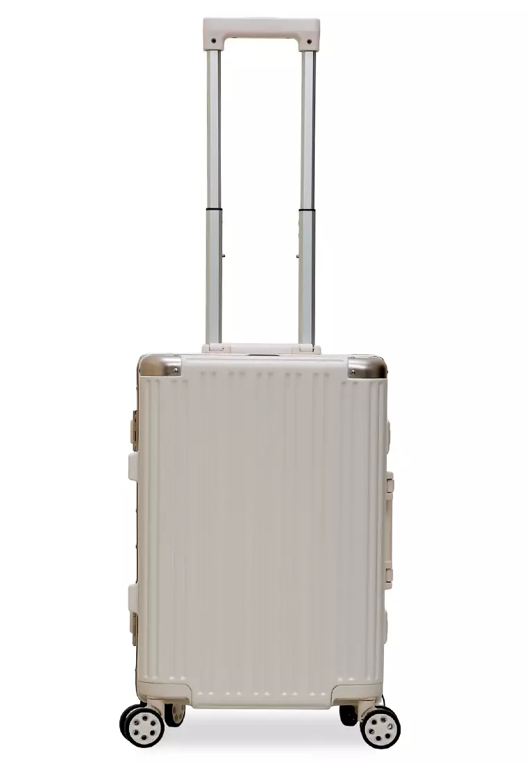 Carlton Koper Frame Aluminium Unisex Size 20 Inch Travel Bag Large Compartment TSA Lock Material Polycarbonate ORIGINAL - White