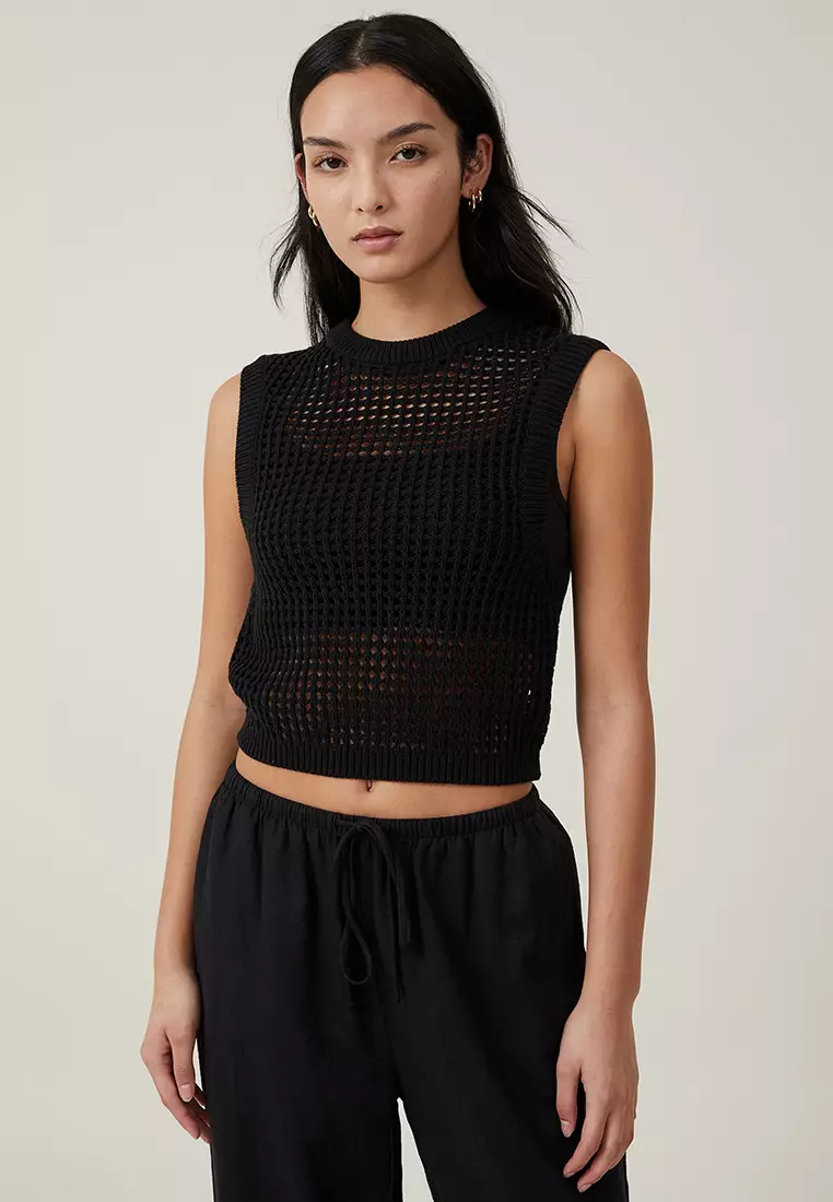 Buy Cotton On Cut Out Knit Tank Top in Black 2024 Online