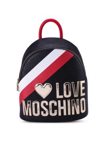 Jual Love Moschino Logo Tri Color Zip Around Backpack Original Zalora Indonesia