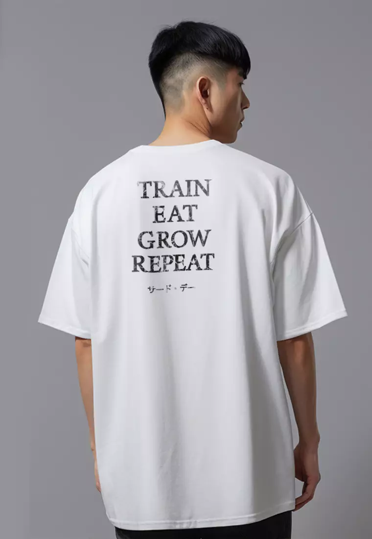 MTW43 Kaos Oversize Gym Scubalux "train eat grow repeat" putih