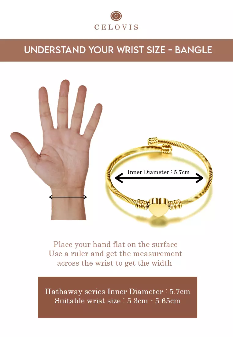 Hathaway 愛心经典款复古手镯（金色）