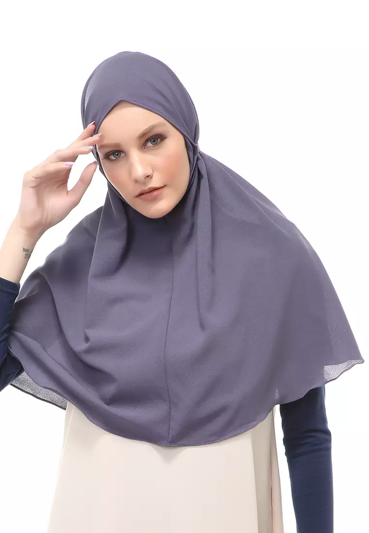 Tamara Jilbab Muslimah Wanita Motif Polos Relaxed Fit - Abu Tua