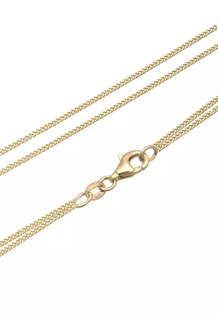 Kalung Perhiasan Perak 925 Wanita Platelet Layer Crystal Gold Plated