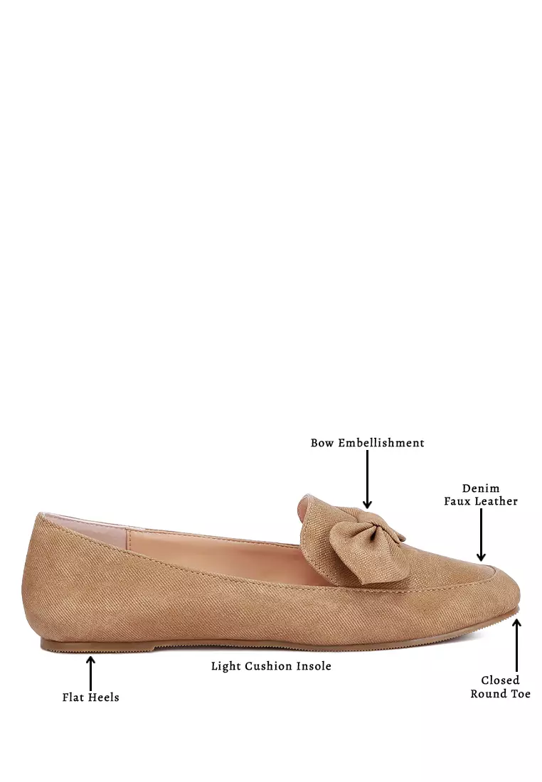 Sepatu Loafer Berhias Busur Tan